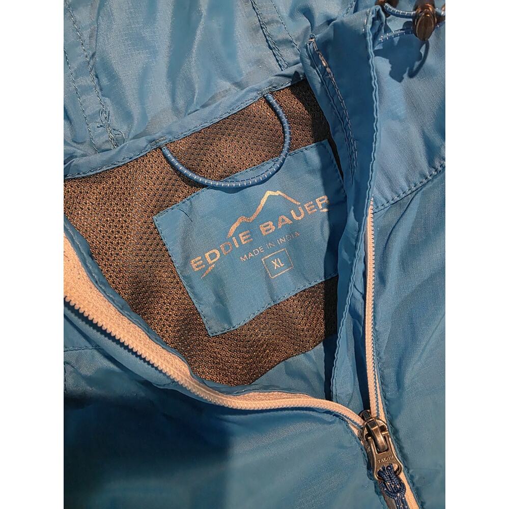 Eddie Bauer Women’s XL, Hood Zip Pockets Windbreaker Rain Jacket Bright Blue - Picture 3 of 7